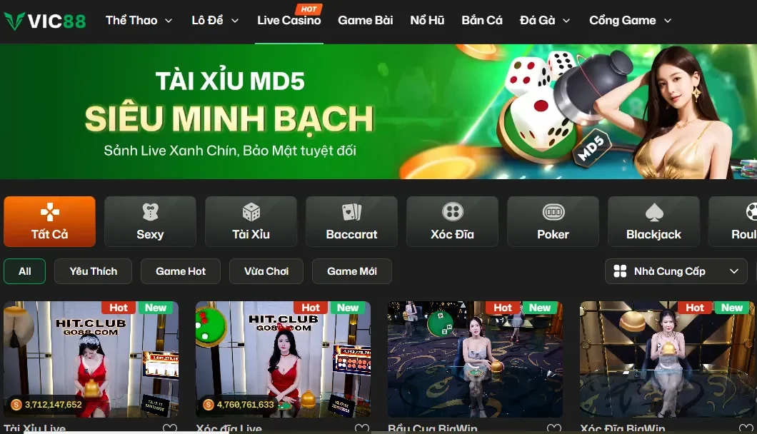 Tài xỉu Livestream tại Vic88